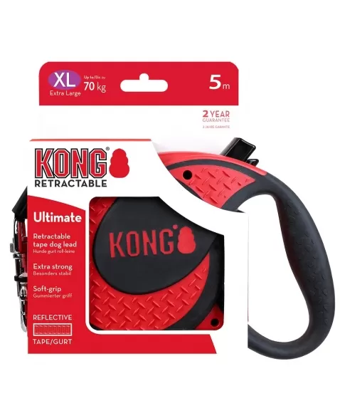 Guia retrátil XL Kong 5m até 70kg Vermelha - PAW GUIA ULTIMATE